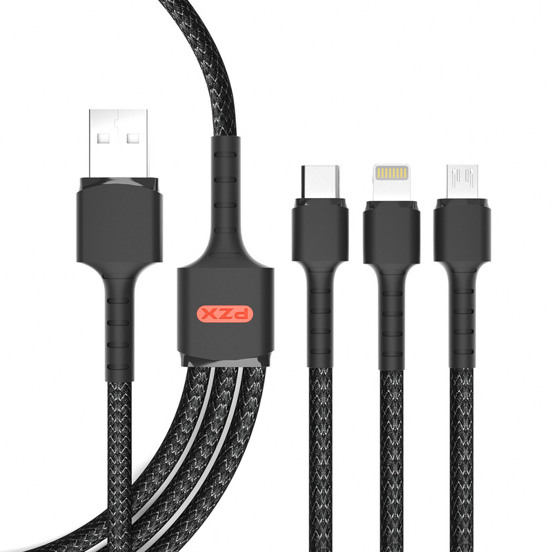 Кабел комбиниран Type C, Lightning, micro PZX V136 3.1A 1.2m