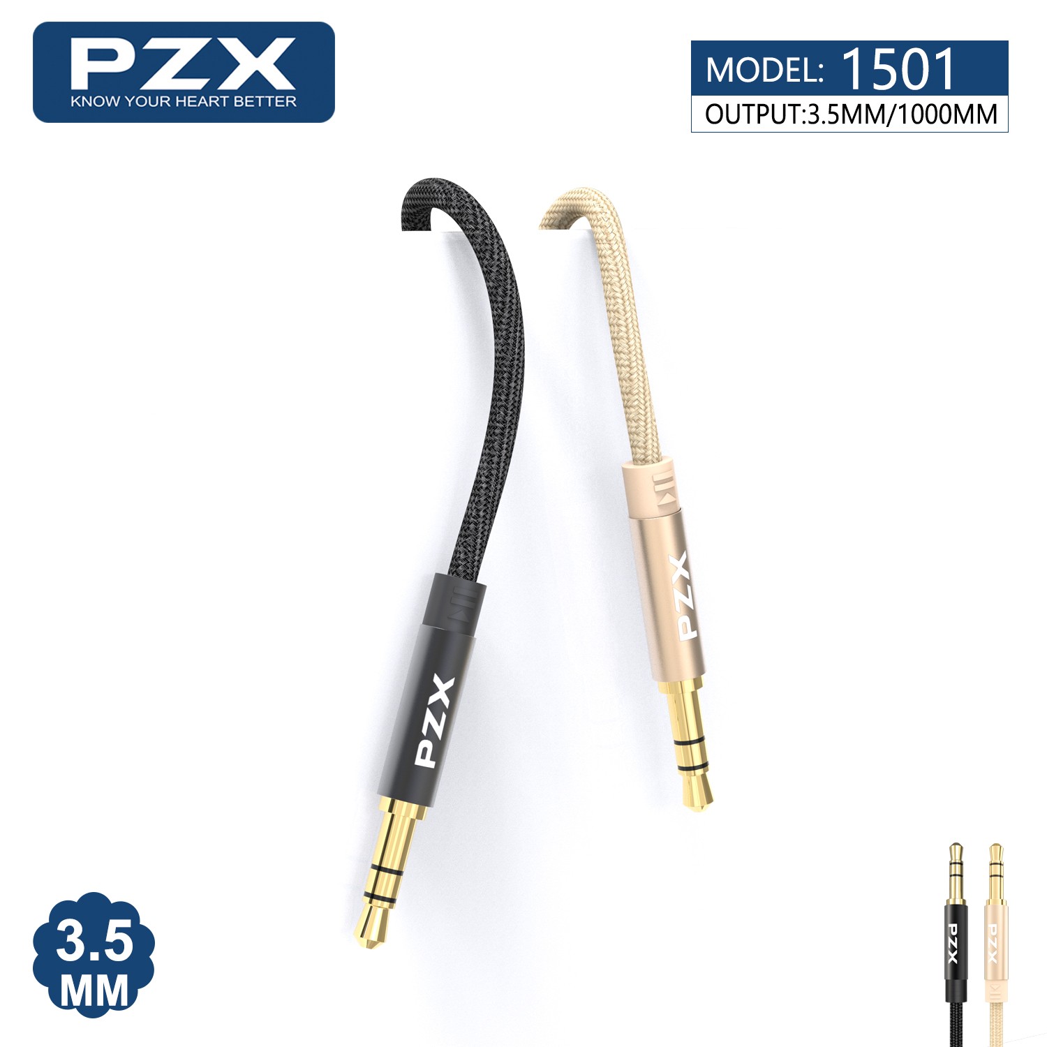 Кабел PZX 3.5мм М към 3.5мм 1м 1501