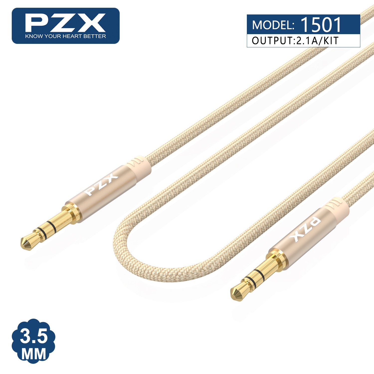Кабел PZX 3.5мм М към 3.5мм 1м 1501