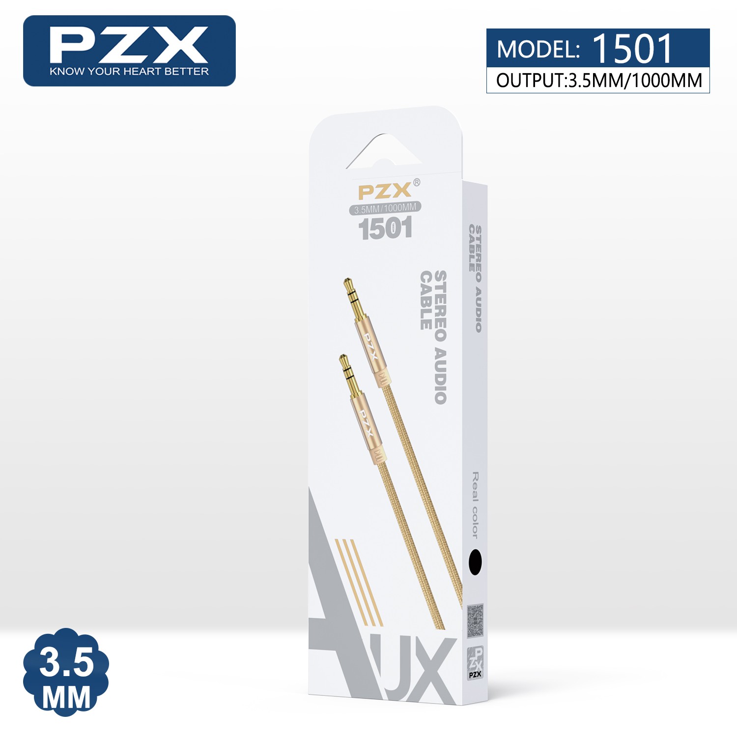 Кабел PZX 3.5мм М към 3.5мм 1м 1501