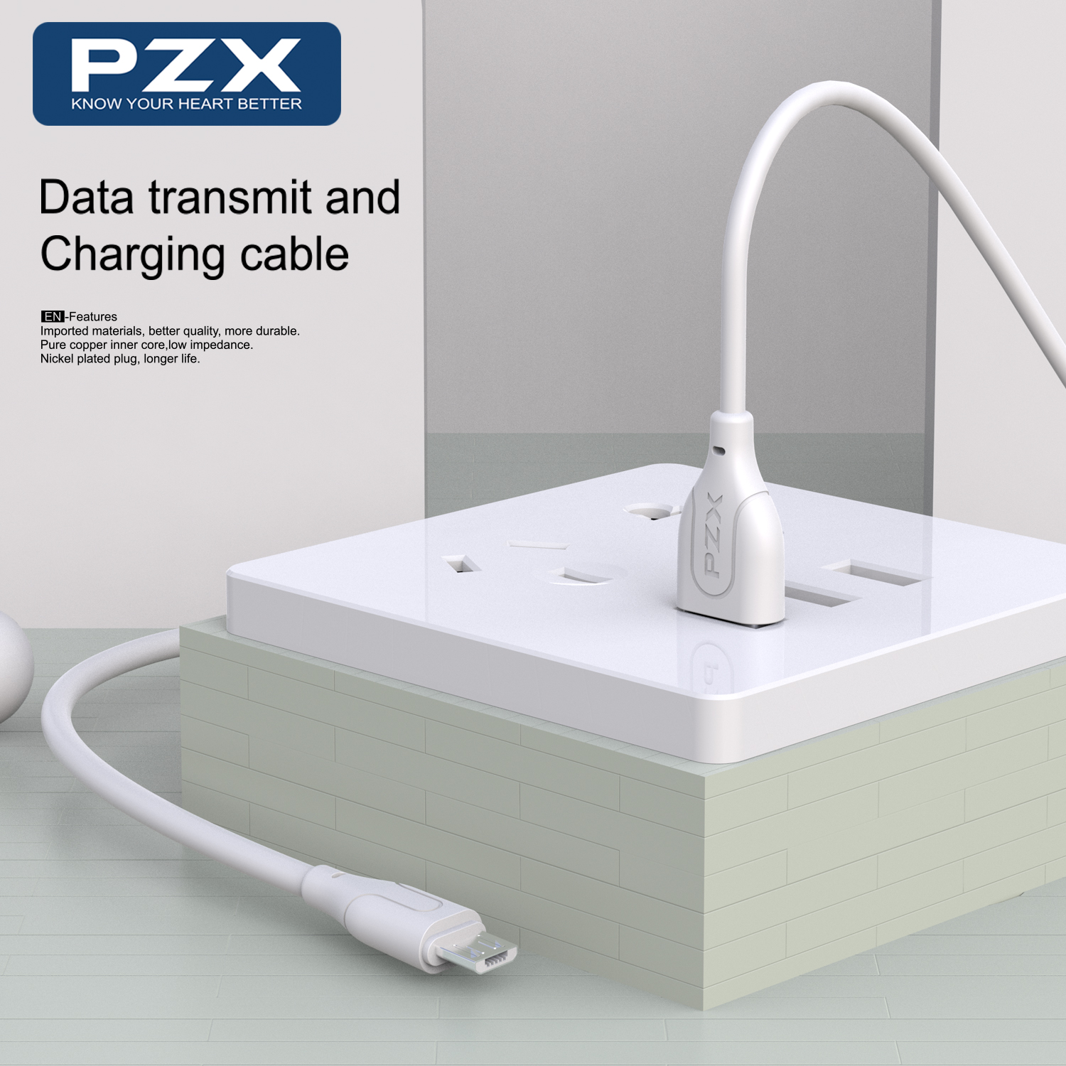 Кабел Micro USB PZX V110 2.1A 1м