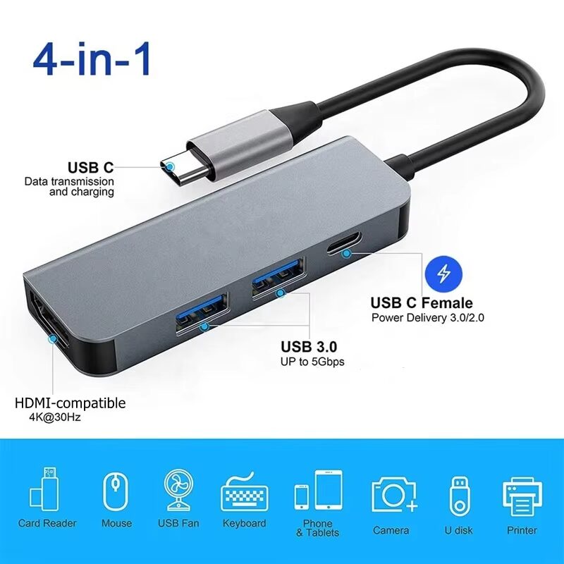 USB HUB 3.0 Type C - 2*USB(f) + 1*Type C(f) + 1* HDMI(f)