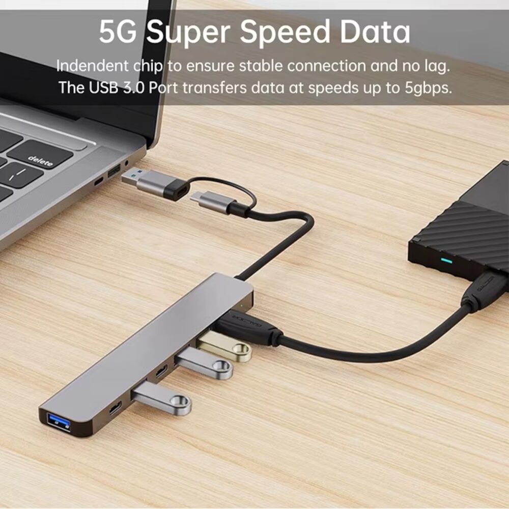 USB + Type C HUB 3.0 - 7 port - 5A 2C