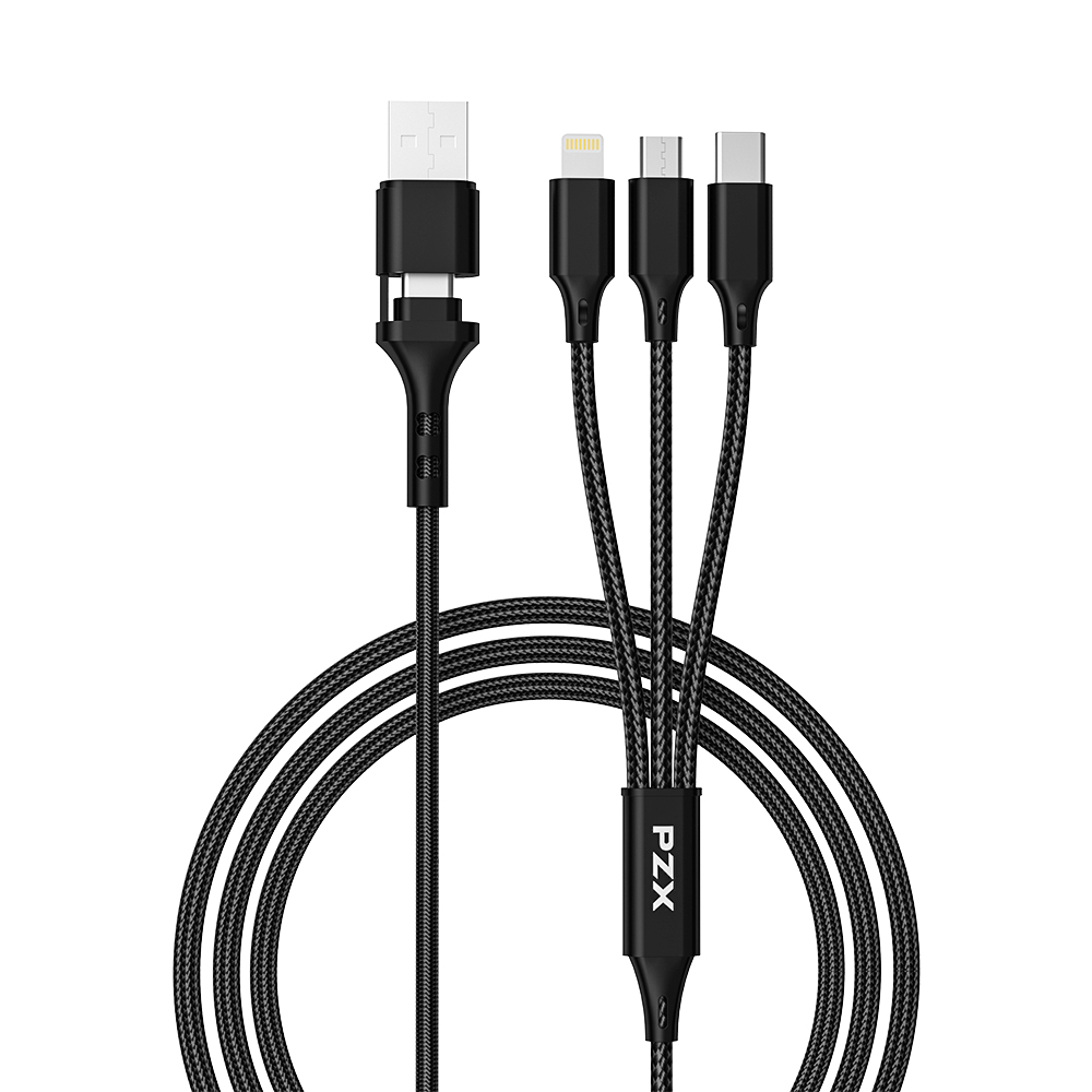 Kабел комбиниран 2 в 3 PZX V130  USB Micro USB,Type C, lightning
