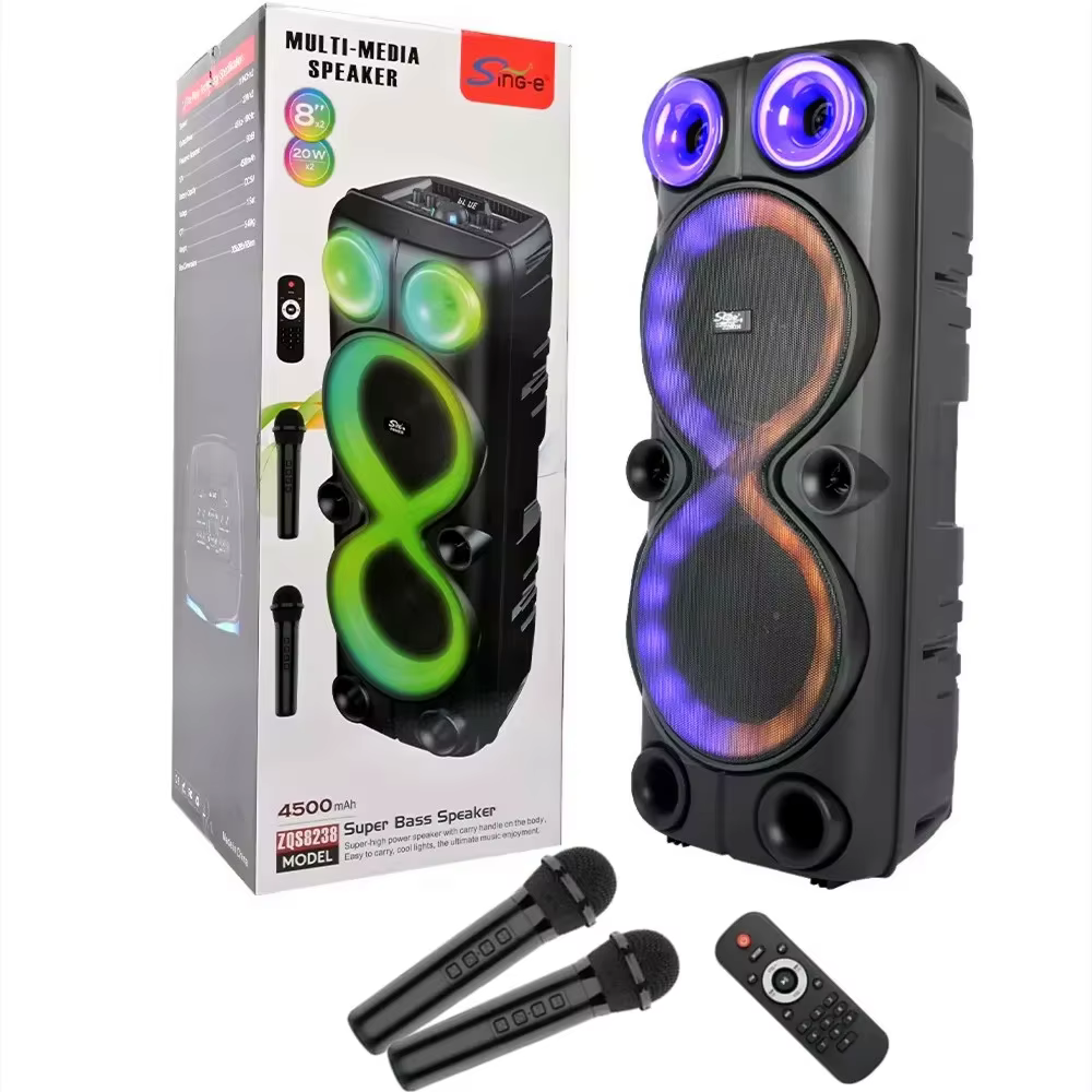 Караоке Bluetooth колона модел ZQS8238 2 х 8inch, 2 х микрофона