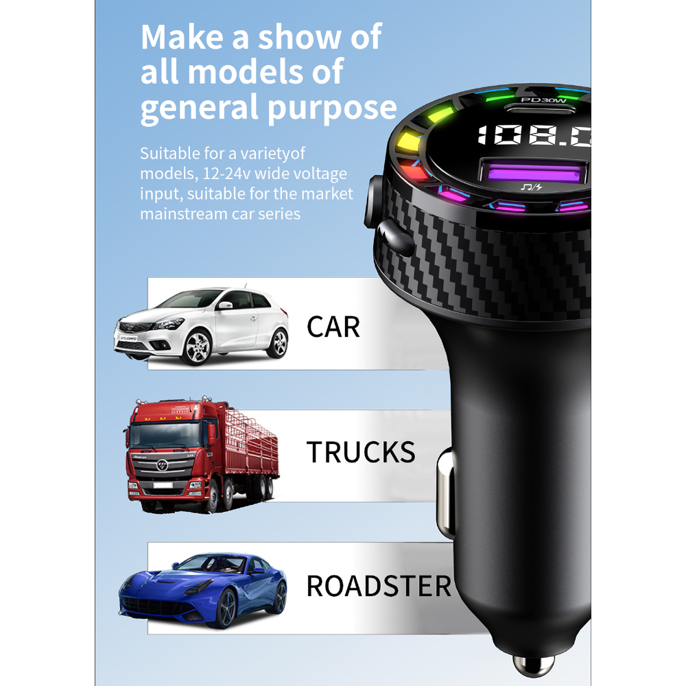 FM Трансмитер Bluetooth C55 + PD 30W