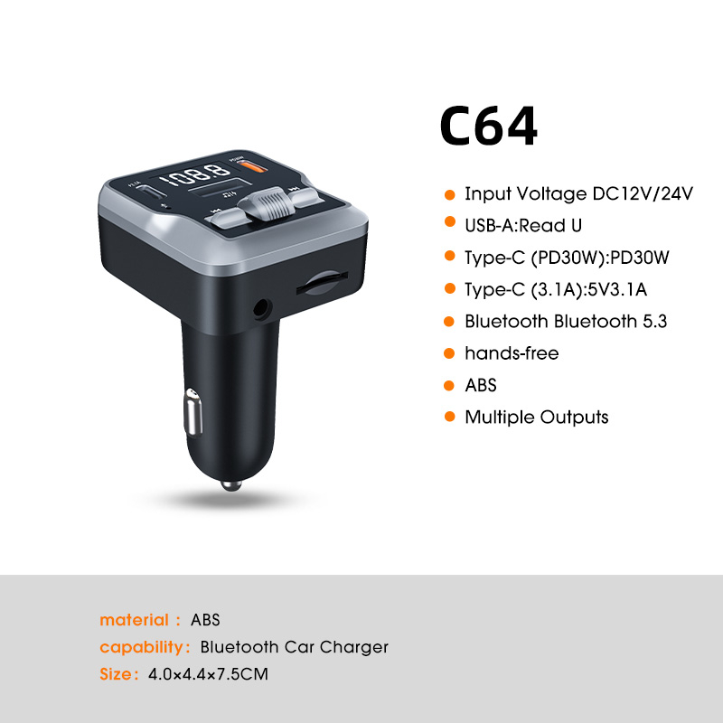 FM Трансмитер Bluetooth C64+ PD30W