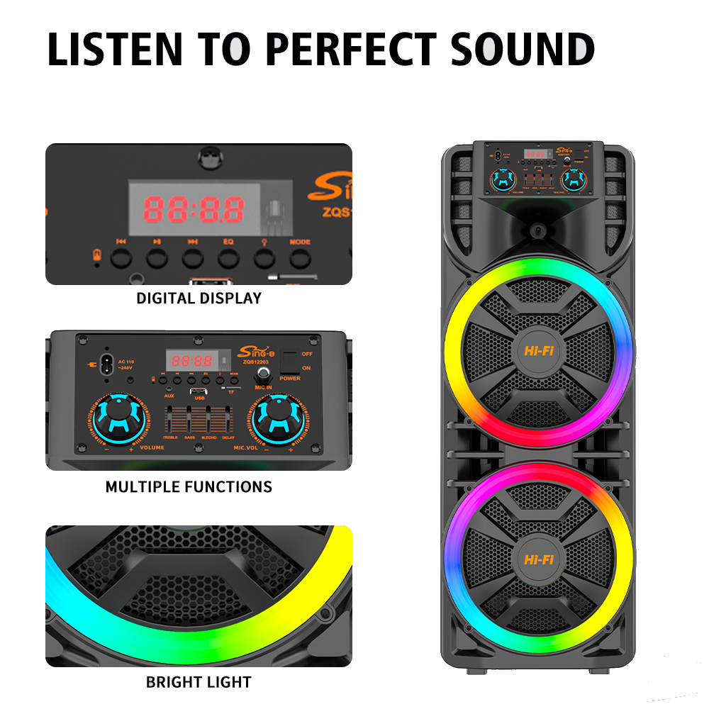 Караоке Bluetooth колона модел ZQS12203 2x12inch 40W