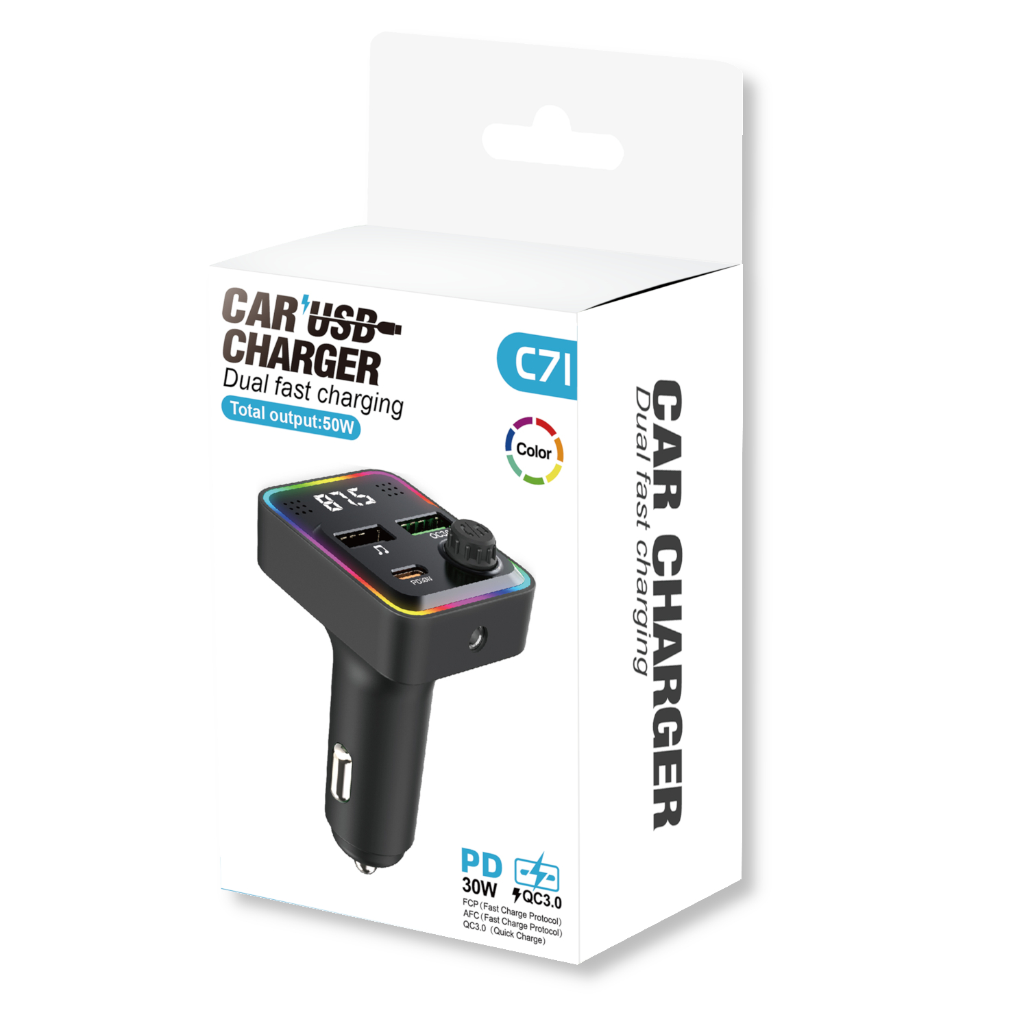 FM Трансмитер Bluetooth C71 + PD charge 30W