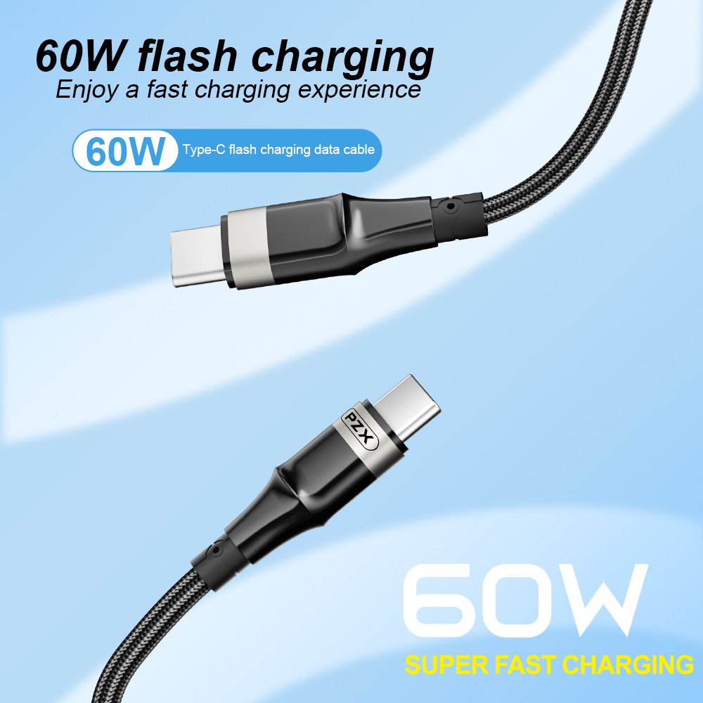 Кабел PZX Type C - Type C V216 60W 1m