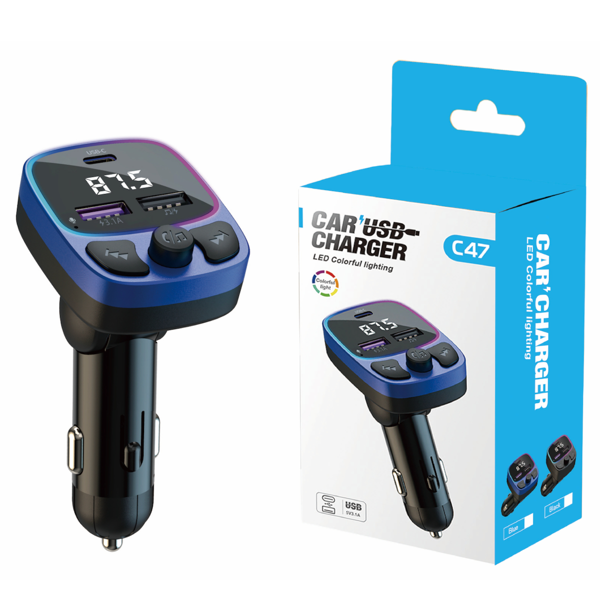 FM Трансмитер Bluetooth C47 - 3.1A