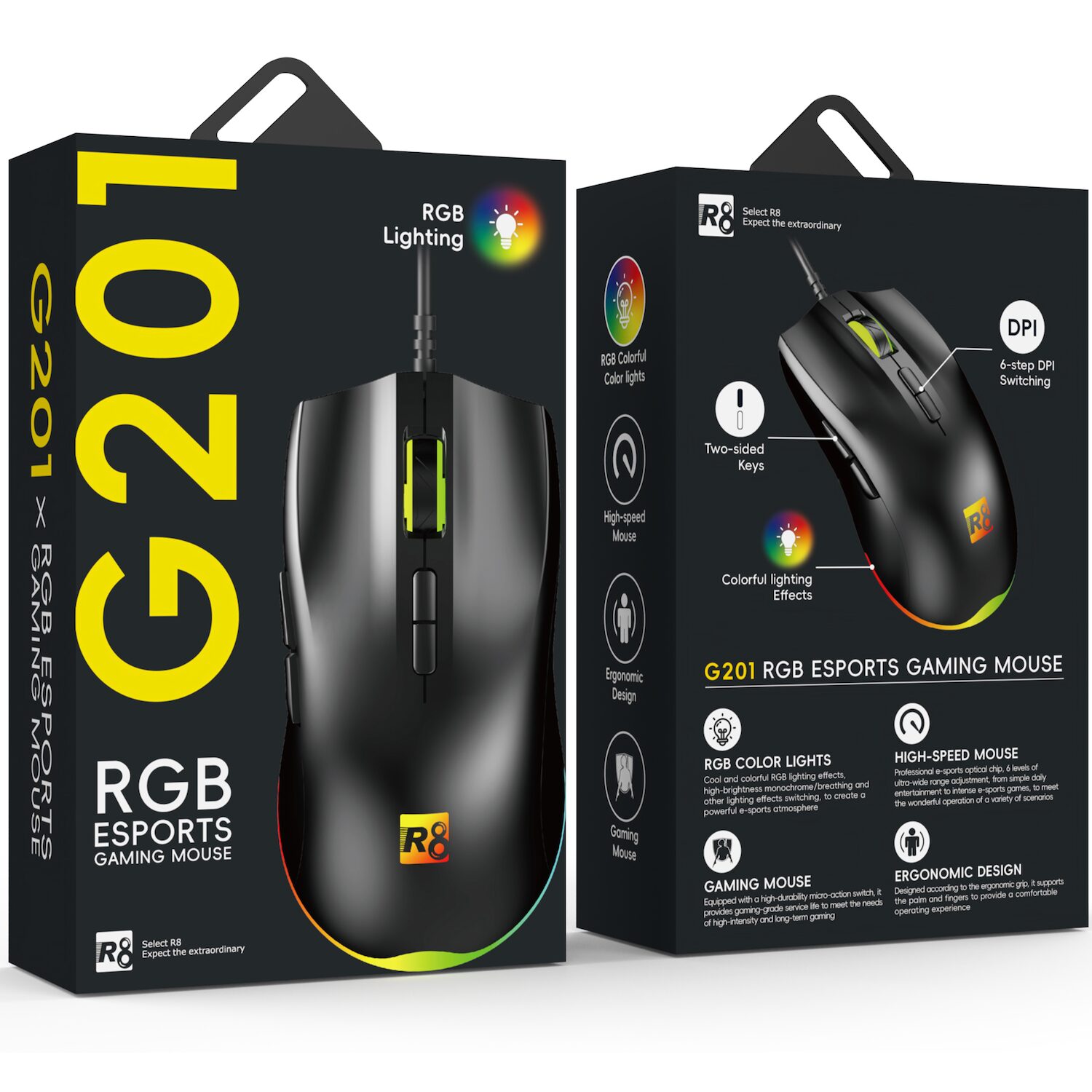 Оптична мишка R8 G201 USB 7D Gaming RGB