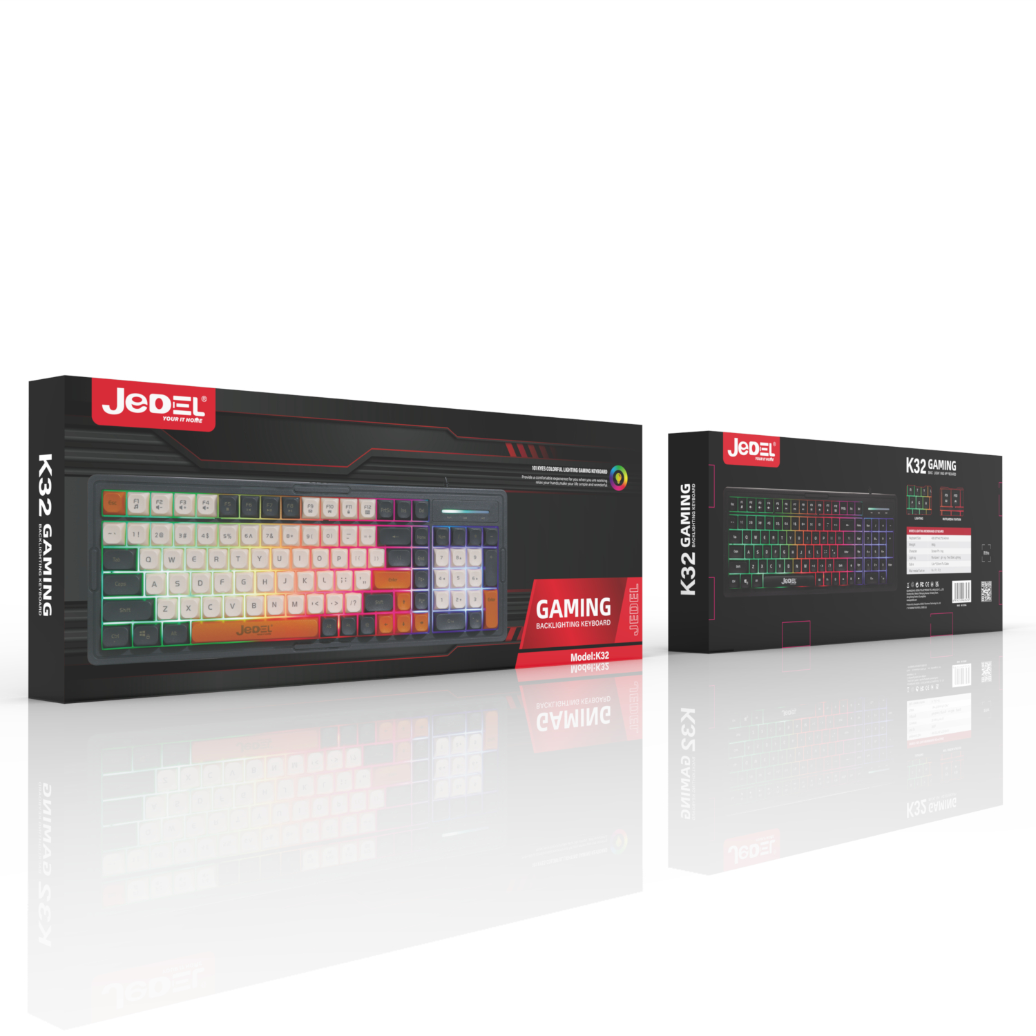 Клавиатура gaming and office -модел Jedel K32- Color, USB, С подсветка- English Layout