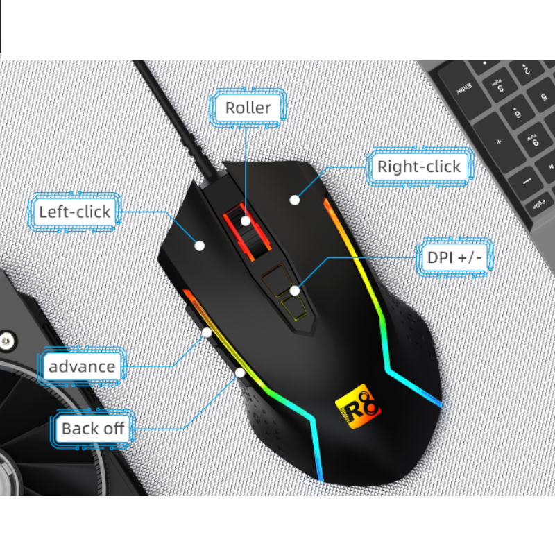 Оптична мишка R8 G203 USB 7D Gaming RGB