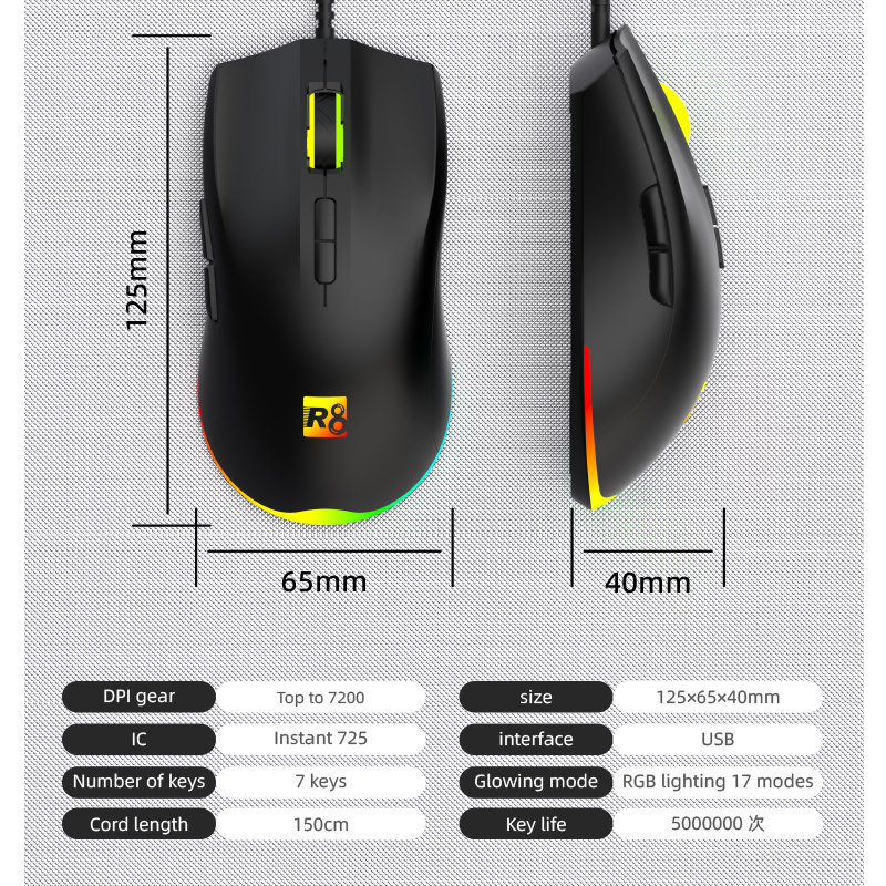 Оптична мишка R8 G201 USB 7D Gaming RGB