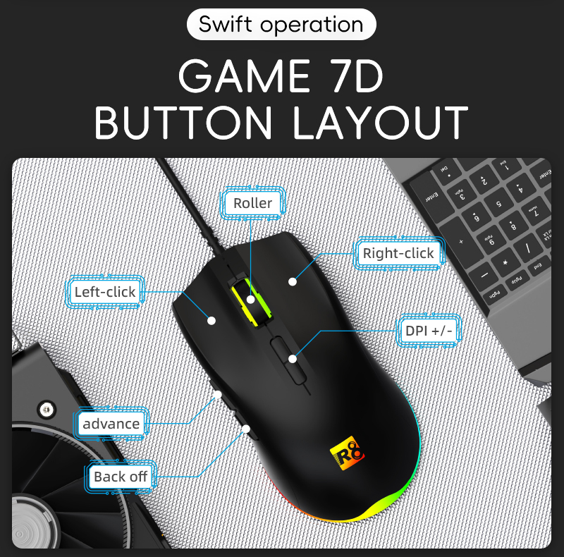 Оптична мишка R8 G201 USB 7D Gaming RGB