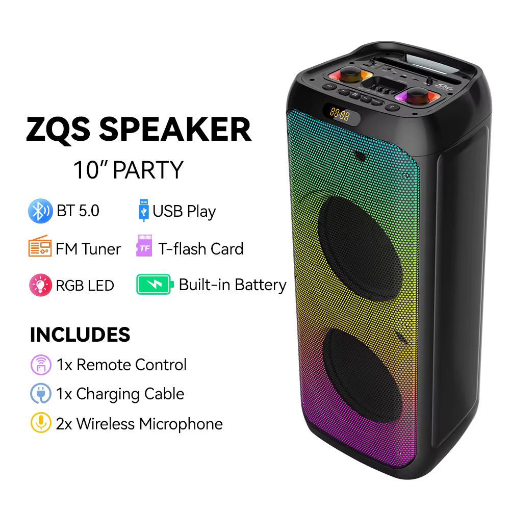 Караоке Bluetooth колона модел ZQS10208 10 inch 2 мирофона