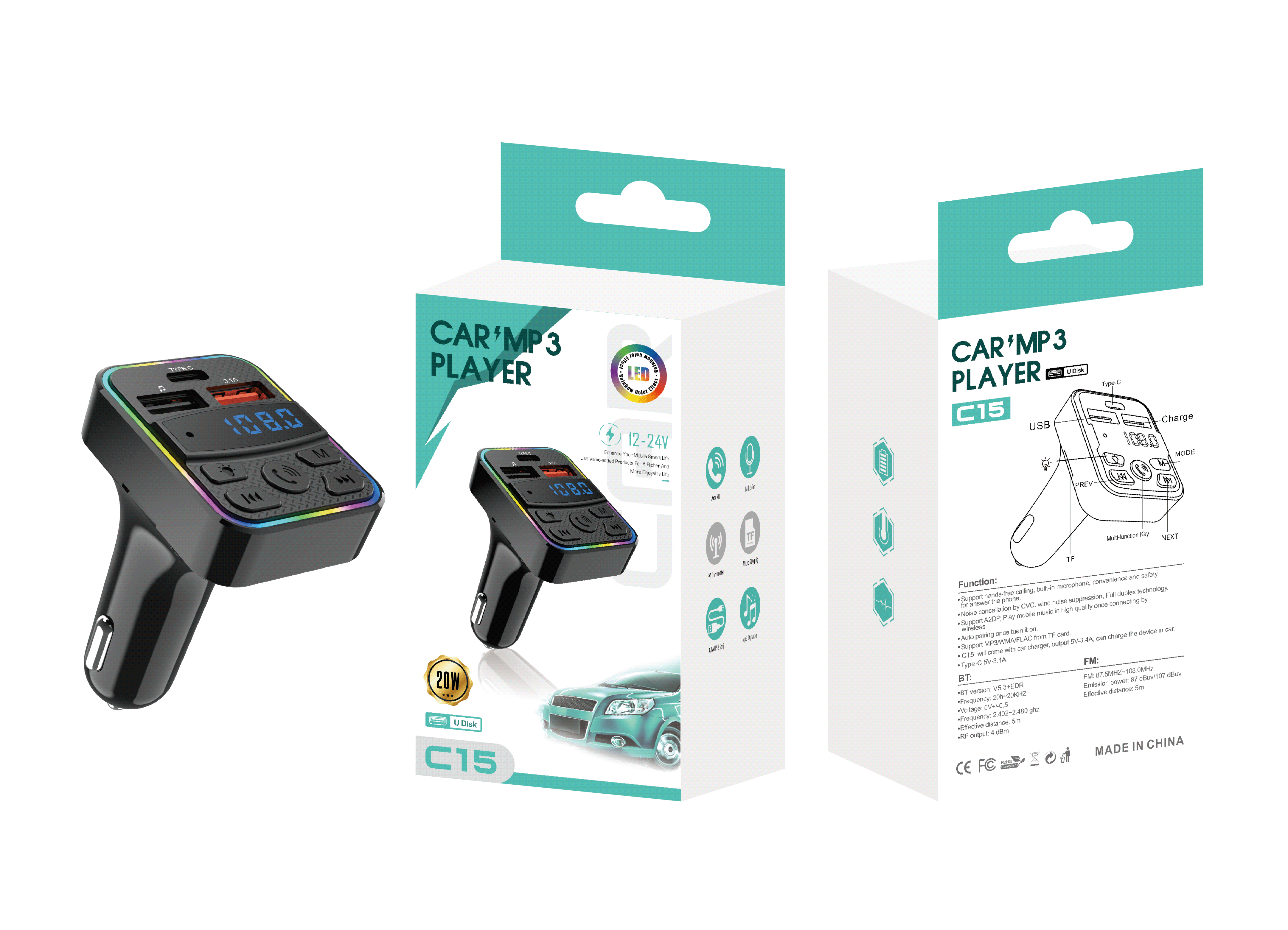 FM трансмитер Bluetooth C15