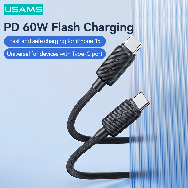 Кабел Usams Type C - Type C 3m US-SJ701 60W- бял