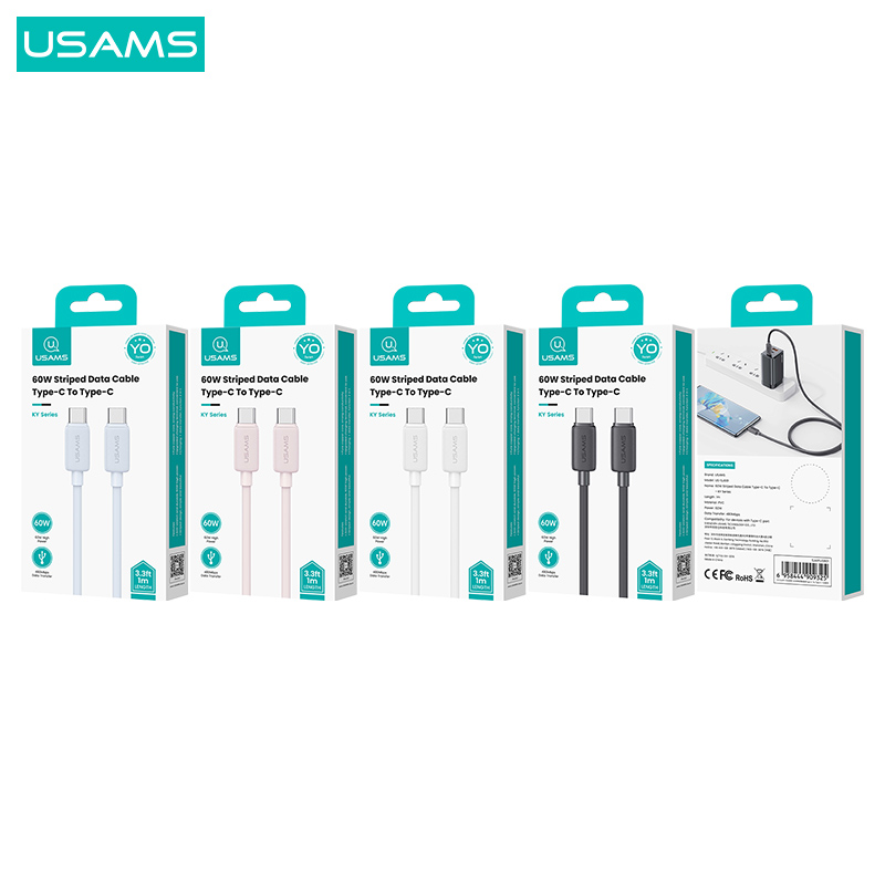 Кабел Usams Type C - Type C 3m US-SJ701 60W- бял