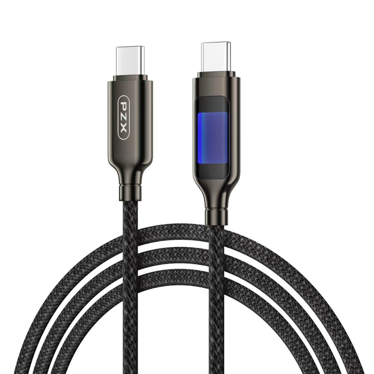 Кабел Type C - Type C PZX V230C 2m 60W, с оплетка 7Led