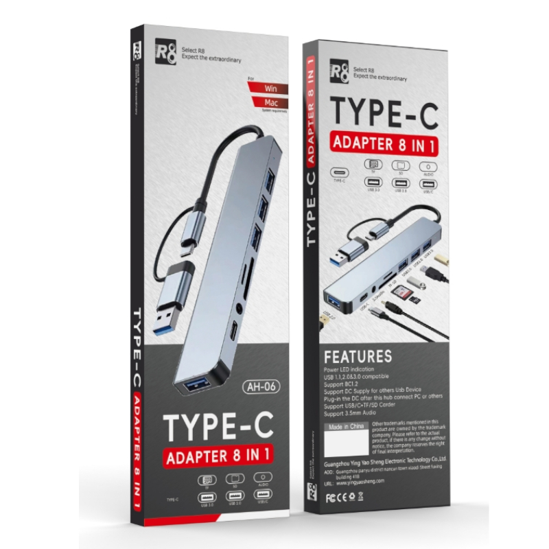 USB HUB R8 модел AH-06 Type-C 8 in 1
